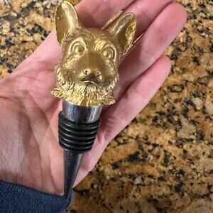 Wild Eye Designs Dog Wine Stopper – Brass Finish - German Shepherd